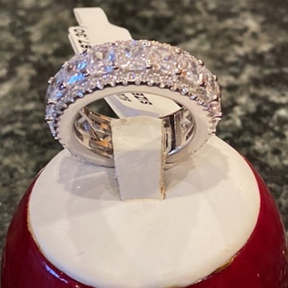 8mm Sterling silver Rhodium plated Eternity Wedding Band sizes 6 7 8 9 10 - Picture 10 of 13